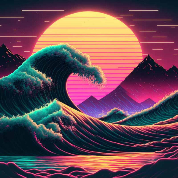Peinture au numéro - Adulte/Enfant - Modèle vagues - 30x40cm - Toile + peinture + pinceaux