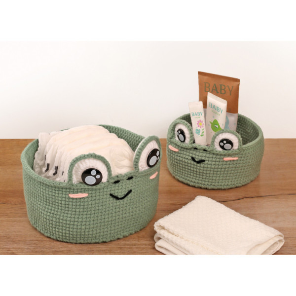 Kit crochet - 2 corbeilles à réaliser - Modèle grenouille - Loisirs créatifs - Graine créative