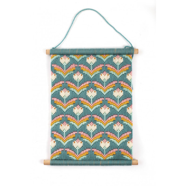 Kit broderie - Canevas - Fleurs tropicales - Toile + tourillons + aiguilles + fils - Graine créative