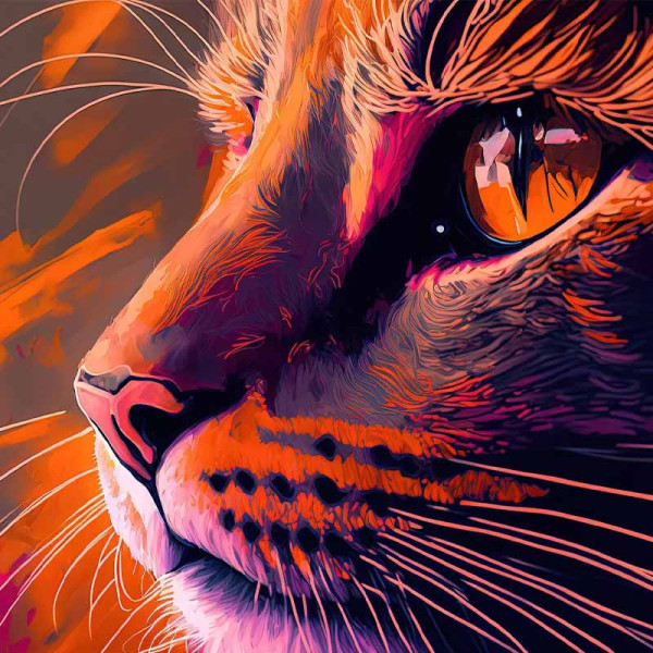 photo - Peinture au numéro - Adulte/Enfant - Modèle chat - 50x40cm - Toile + peinture + pinceaux