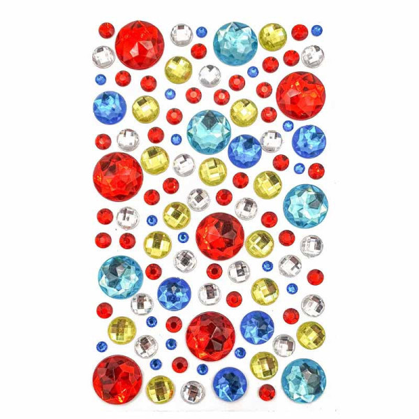 photo - Stickers - Strass - Rond - Relief - Autocollant - Assortiment tailles et couleurs