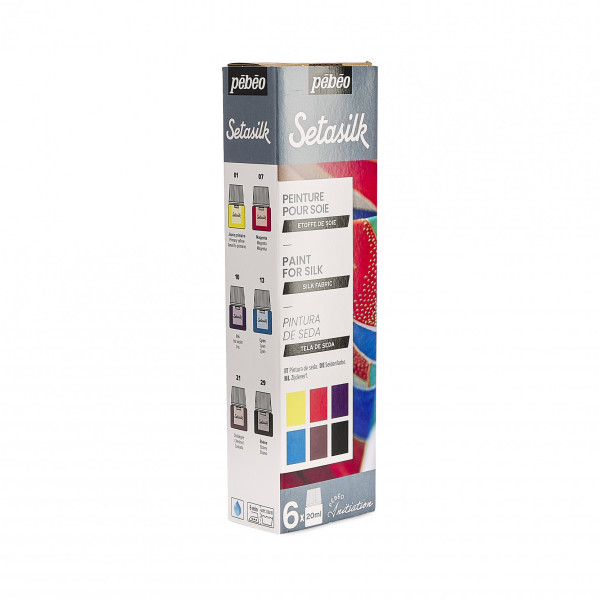 Peinture pour soie - Pébéo - Setasilk - Coffret de 6 flacons de 20ml - Loisirs créatifs