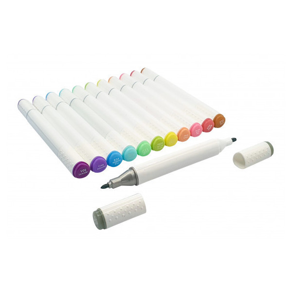 Feutres à alcool - Double pointe - 12 couleurs pastels - Dessin, coloriage - CTOP