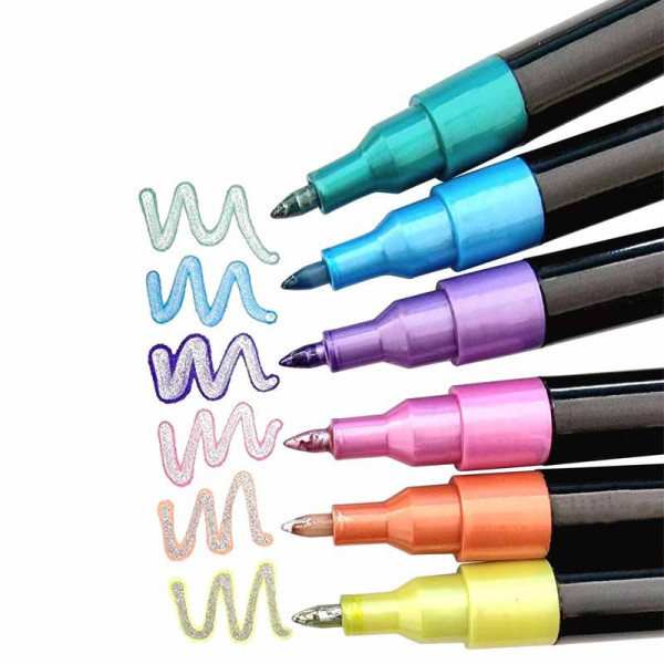 Marqueurs - Peinture acrylique - Paillettes - Contour - 6 couleurs - Dessin, coloriage - CTOP