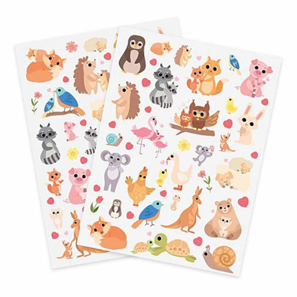 photo - Gommettes - Animaux mignons - Autocollantes - Enfant - Coloriage - Loisirs créatifs
