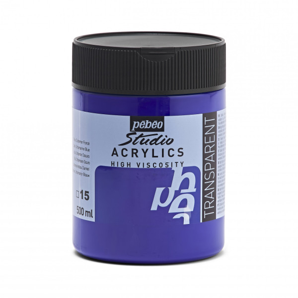 photo - Peinture acrylique - Bleu outremer foncé - 15 - Pébéo Studio - Pot de 500ml