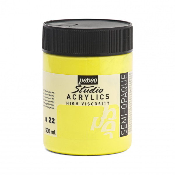 photo - Peinture acrylique - Jaune cadmium citron - 22 - Pébéo Studio - Pot de 500ml