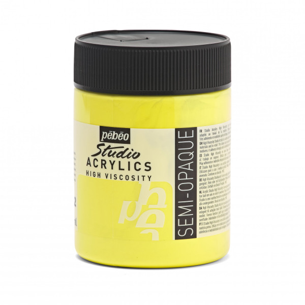 Peinture acrylique - Jaune cadmium citron - 22 - Pébéo Studio - Pot de 500ml