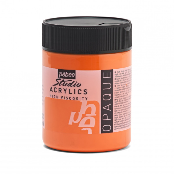 Peinture acrylique - Orange cadmium - 32 - Pébéo Studio - Pot de 500ml
