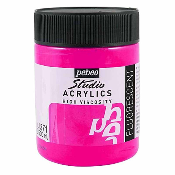 photo - Peinture acrylique - Rose fluo - 371 - Pébéo Studio - Pot de 500ml