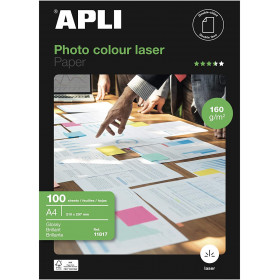 Papier Impression Laser A4 - 160G Brillant - 100 Feuilles - Apli | Artmania