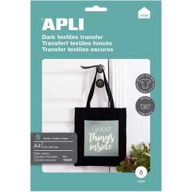 Papier Transfert Textile Couleur - A4 - 5 Feuilles - Apli | Artmania
