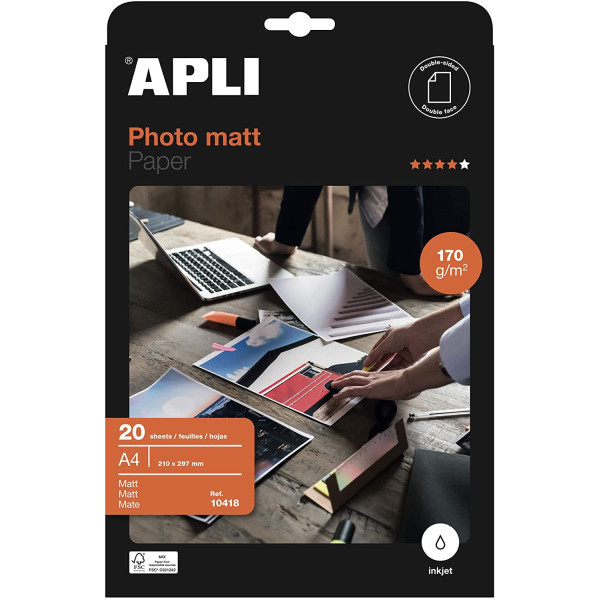 photo-Papier photo - Matt - A4 170 g 20 feuilles - Apli