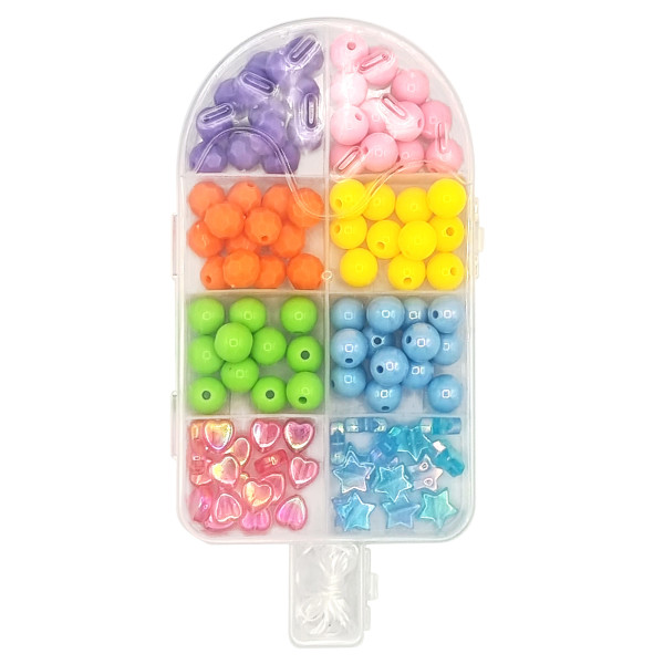 photo - Perles - Assortiments couleurs et formes - Acrylique - Fil inclus - 40g - Bijoux