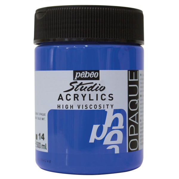 photo - Peinture acrylique - Bleu Cobalt - 14 - Pébéo Studio - Pot de 500ml
