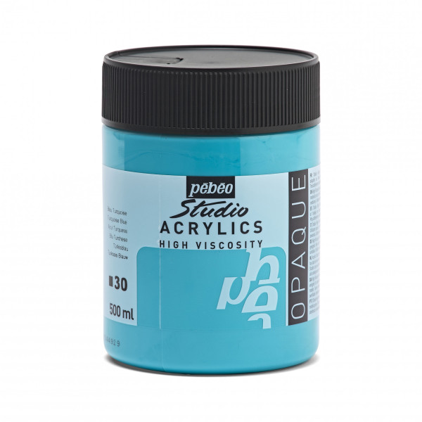 photo - Peinture acrylique - Bleu turquoise - 30 - Pébéo Studio - Pot de 500ml