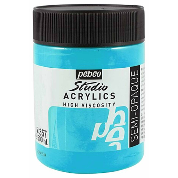 photo - Peinture acrylique - Bleu vert iridescent - 357 - Pébéo Studio - Pot de 500ml