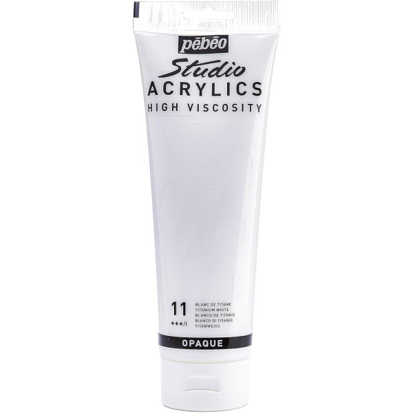 photo - Peinture acrylique - Blanc de titane - 11 - Pébéo Studio - Tube de 250 ml