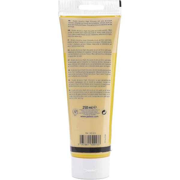 Peinture acrylique - Jaune azo clair - 13 - Pébéo Studio - Tube de 250 ml
