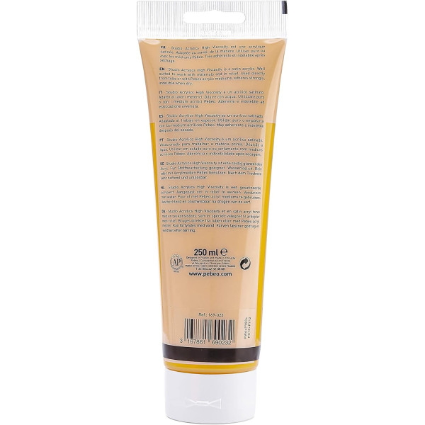 Peinture acrylique - Jaune cadmium moyen - 23 - Pébéo Studio - Tube de 250 ml
