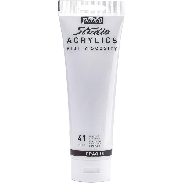 photo - Peinture acrylique - Blanc vif - 41 - Pébéo Studio - Tube de 250 ml