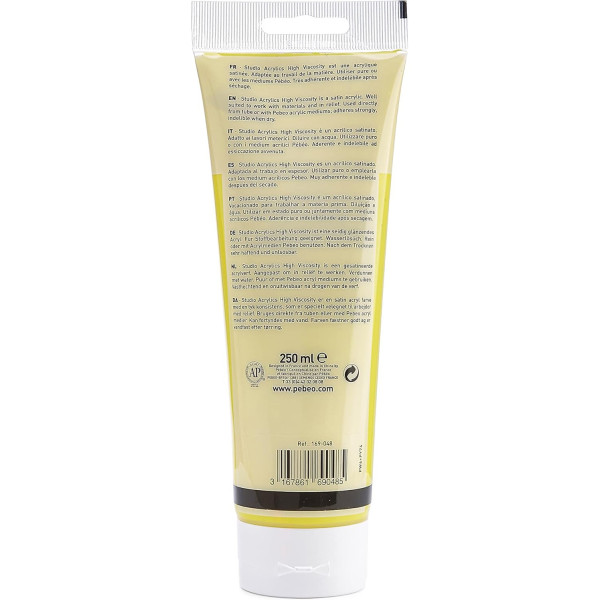Peinture acrylique - Jaune primaire - 48 - Pébéo Studio - Tube de 250 ml
