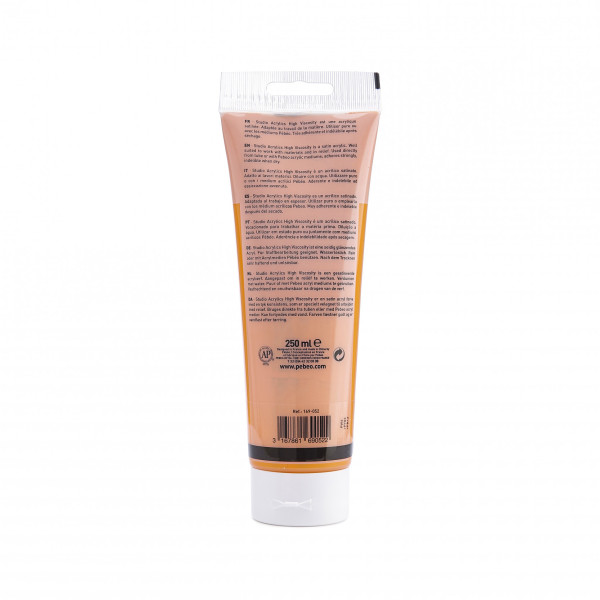 Peinture acrylique - Jaune cadmium foncé - 52 - Pébéo Studio - Tube de 250 ml