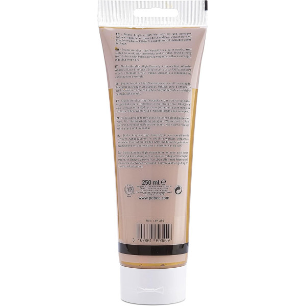 Peinture acrylique - Or riche - 350 - Pébéo Studio - Tube de 250 ml