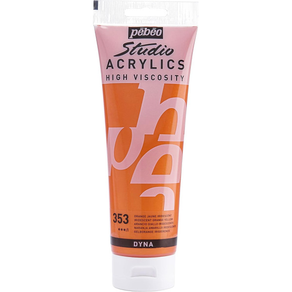 photo - Peinture acrylique - Orange jaune iridescent - 353 - Pébéo Studio - Tube de 250 ml