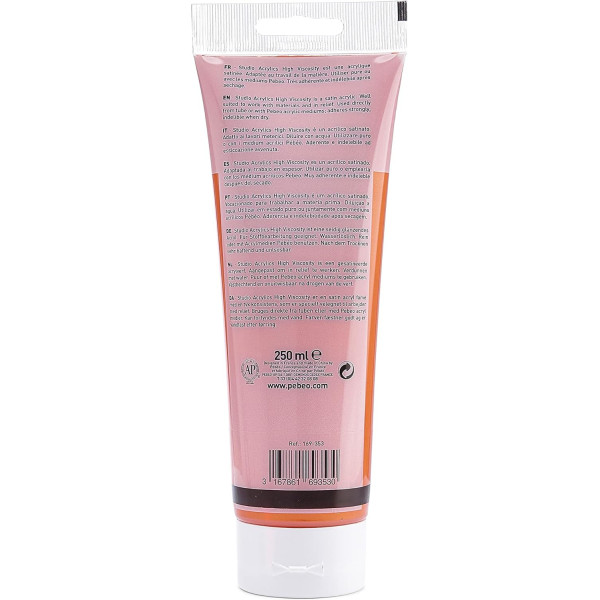 Peinture acrylique - Orange jaune iridescent - 353 - Pébéo Studio - Tube de 250 ml