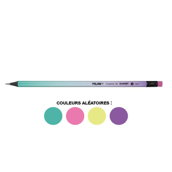 Crayon graphite HB avec embout gomme coloris pastel Milan