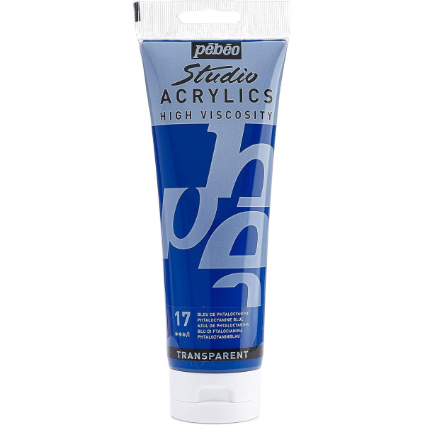 photo - Peinture acrylique - Bleu phtalocyanine - 17 - Pébéo Studio - Tube de 250 ml
