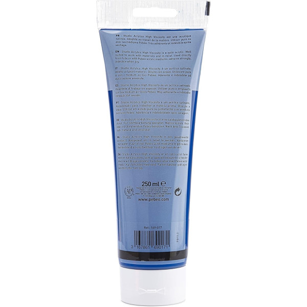 Peinture acrylique - Bleu phtalocyanine - 17 - Pébéo Studio - Tube de 250 ml