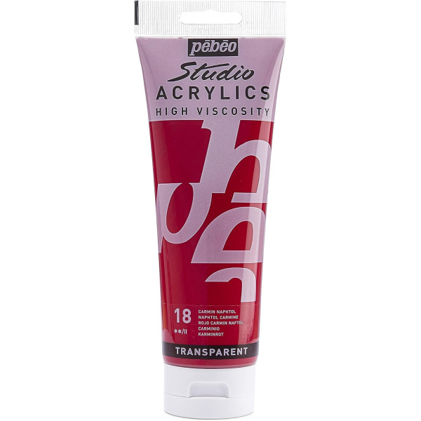 photo - Peinture acrylique - Carmin naphtol - 18 - Pébéo Studio - Tube de 250 ml