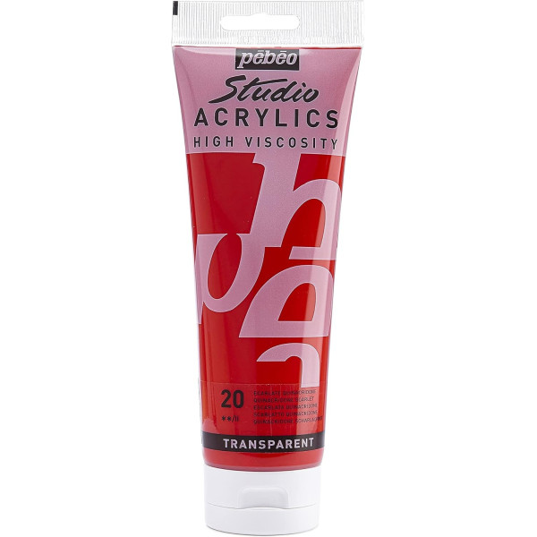 photo - Peinture acrylique - Ecarlate quinacridone - 20 - Pébéo Studio - Tube de 250 ml