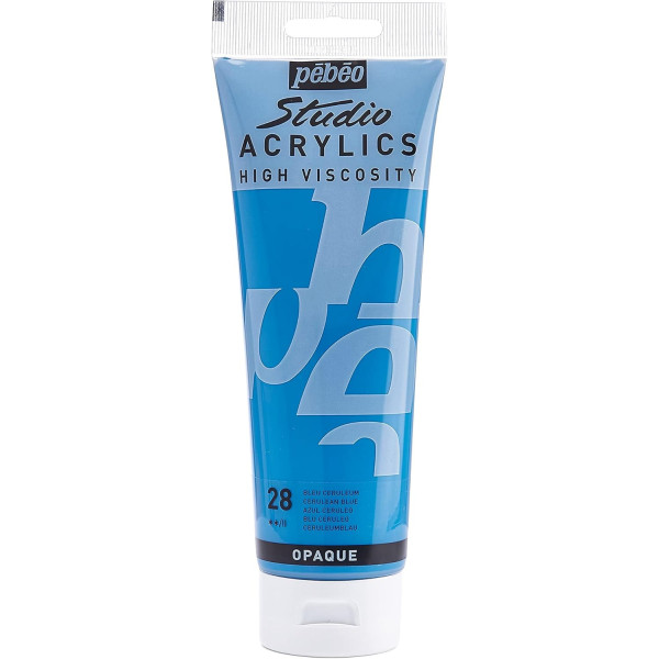 photo - Peinture acrylique - Bleu céruléum - 28 - Pébéo Studio - Tube de 250 ml