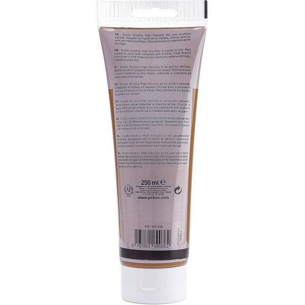 Peinture acrylique - Sienne naturelle - 36 - Pébéo Studio - Tube de 250 ml
