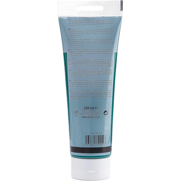 Peinture acrylique - Emeraude phtalocyanine - 42 - Pébéo Studio - Tube de 250 ml