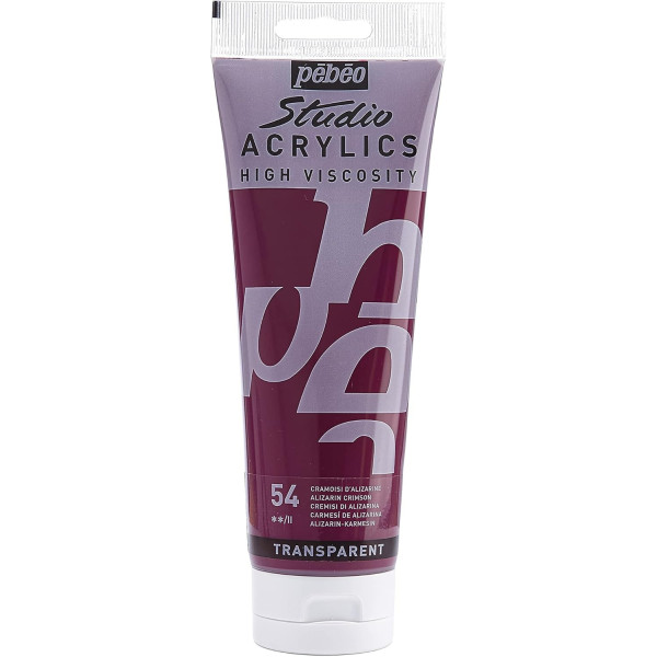photo - Peinture acrylique - Cramoisi alizarine - 54 - Pébéo Studio - Tube de 250 ml