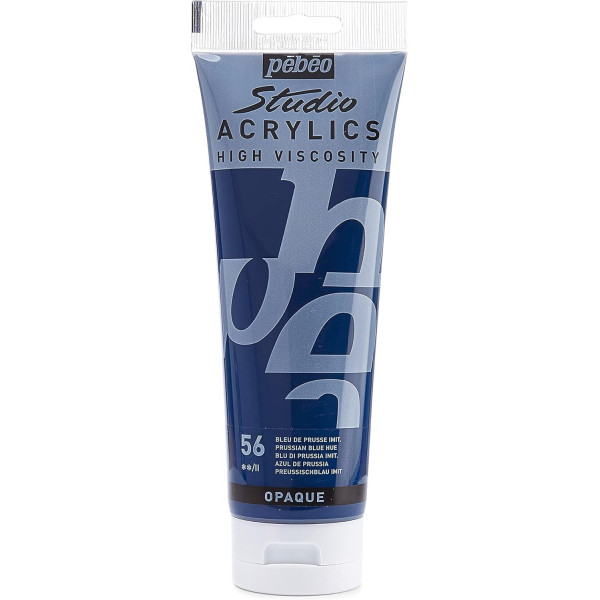 photo - Peinture acrylique - Bleu de Prusse - 56 - Pébéo Studio - Tube de 250 ml