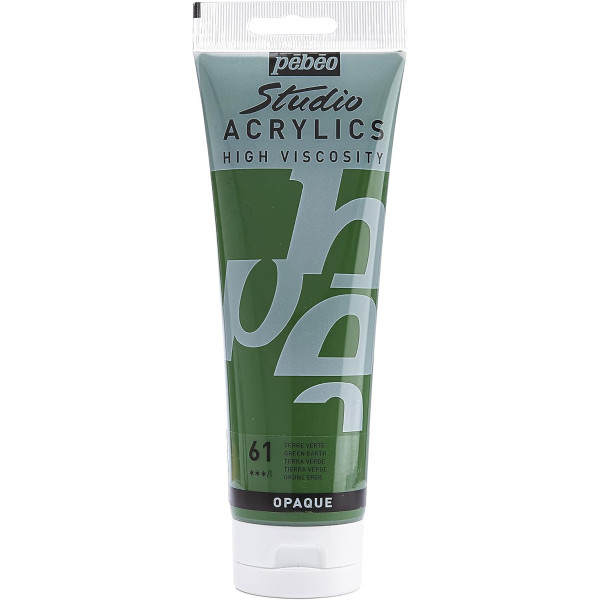 photo - Peinture acrylique - Terre verte - 61 - Pébéo Studio - Tube de 250 ml