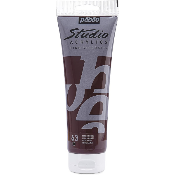 photo - Peinture acrylique - Terre rouge - 63 - Pébéo Studio - Tube de 250 ml