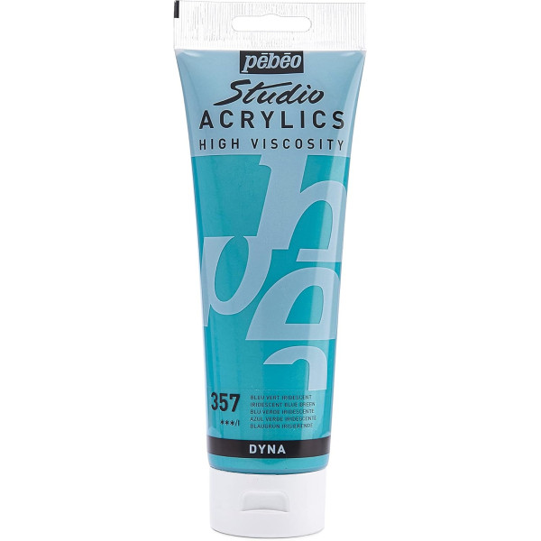 photo - Peinture acrylique - Bleu vert iridescent - 357 - Pébéo Studio - Tube de 250 ml