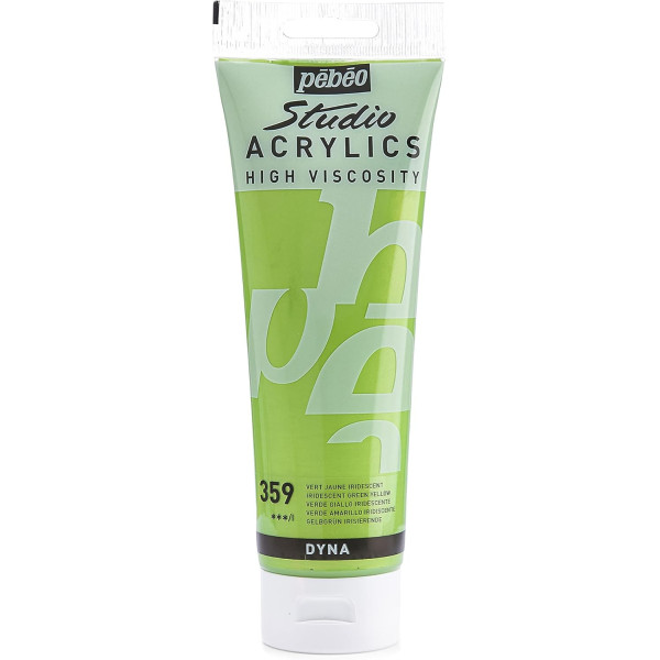 photo - Peinture acrylique - Vert jaune iridescent - 359 - Pébéo Studio - Tube de 250 ml