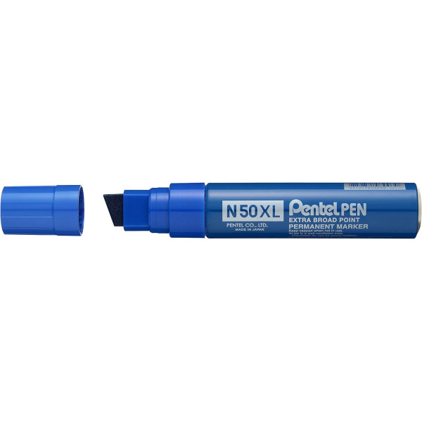 photo - Marqueur - Bleu - Indélébile - Permanent - Pointe biseautée large - Pentel Pen N50XL