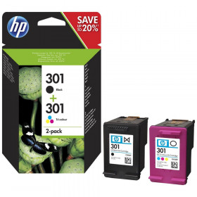 2 cartouches d'imprimante HP 301 noire et couleur