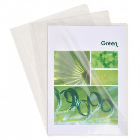 Boîte de 100 pochettes coins lisse transparente plastique Exacompta