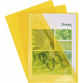 Boîte de 100 pochettes coins A4 lisse jaune plastique Exacompta