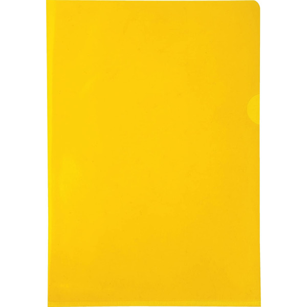 Boîte de 100 pochettes coins A4 lisse jaune plastique Exacompta