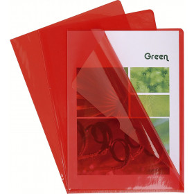 Boîte de 100 pochettes coins A4 lisse rouge plastique Exacompta